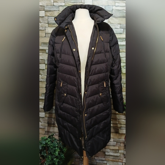 Michael Kors XL Womens Parka Down Filled Brown Quilted Puffer Coat Full Zip - Picture 3 of 9